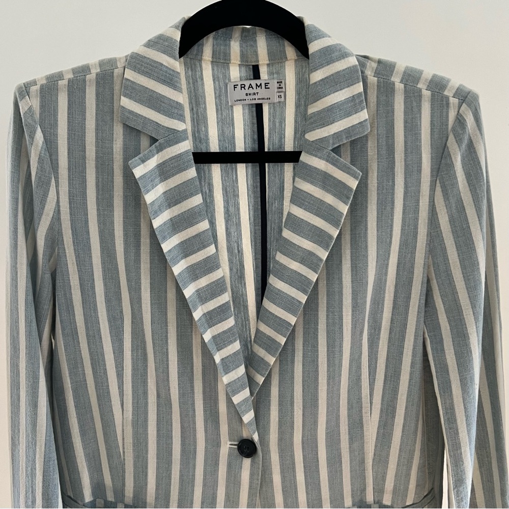 FRAME Blue & White Stripe Shirt Jacket Womens XS